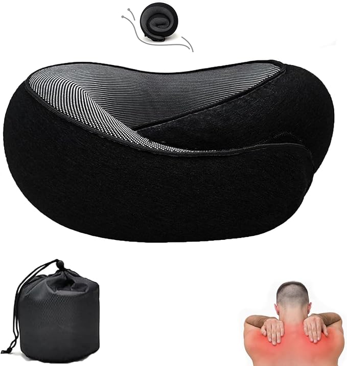 2024 New Neck Pillow, Travel Neck Pillow, Airplane Memory Foam Travel Neck Pillow, Foldable for Sleeping (Black), OPZ-416