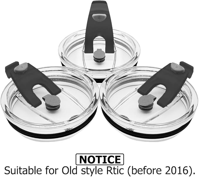 3 Packs Lids for 20oz Tumblers, CNYMANY Spill-proof Splash Resistant Straw-friendly Cover for Old Style Rtic, Ozark Trail 20 oz. Cups - Black