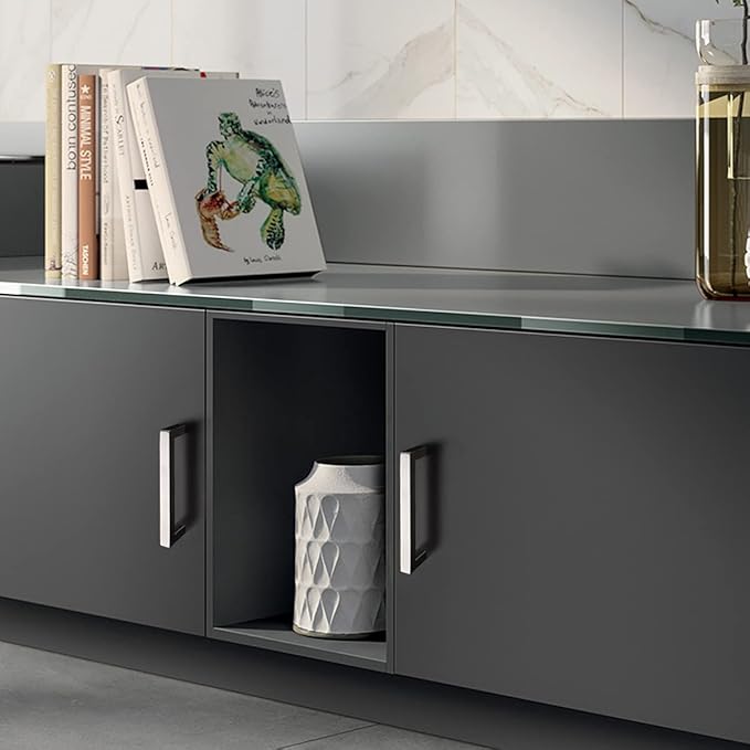 Probrico 4 Inch Satin Nickel Cabinet Pulls Stainless Steel, 10 Pack Door Cabinet Handles,Drawer Dresser Pull Knobs Kitchen Furniture Hardware for Cupboard Wardrobe,Total Lenght:4-1/2 Inch (114mm)