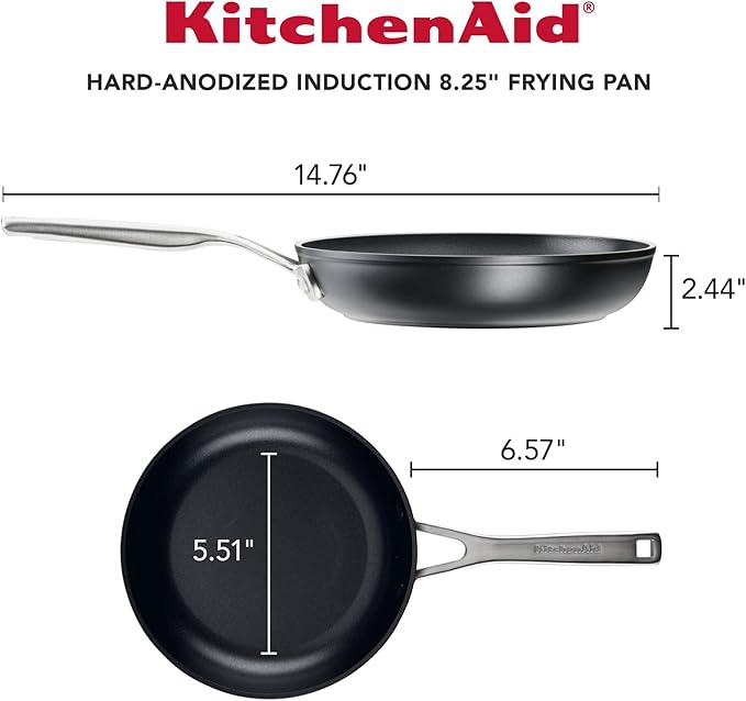 KitchenAid Hard Anodized Induction Nonstick Frying Pans/Skillet Set, 3 Piece - Matte Black