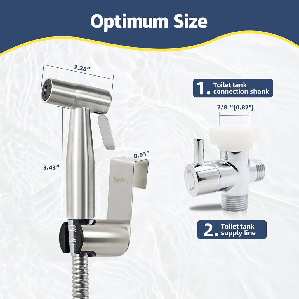 Handheld Bidet Sprayer for Toilet 2 PCS - Bidets for Existing Toilets Adjustable Water Pressure with Bidet Hose for Feminine Wash, Stainless Steel Muslim Shower Jet Spray for Toilet