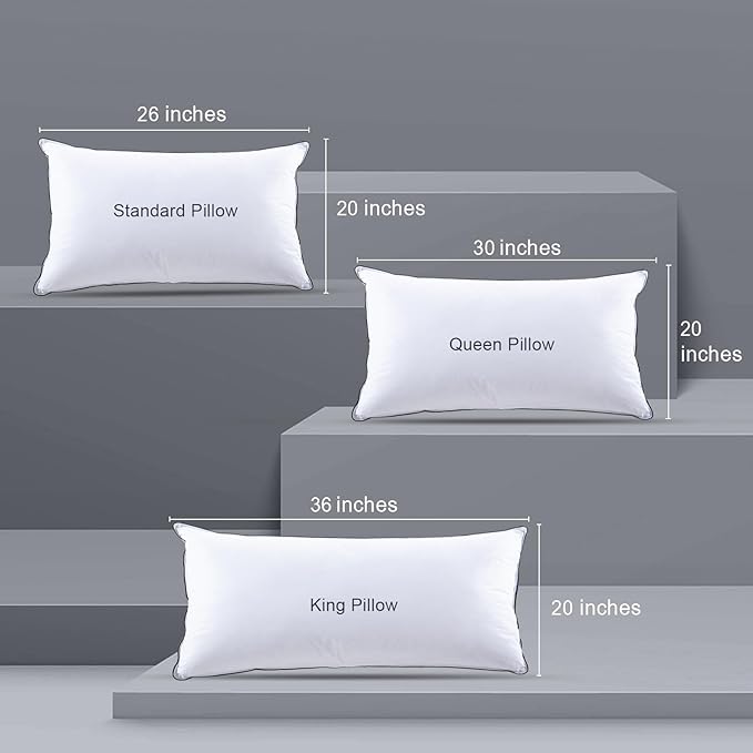 Hotel Feather Pillows Queen Size, Hybrid Goose Down Pillow Composite with Mef tek™ Memory Foam, Firm Bed Pillows with Organic Cotton Cover (White,20"x30")