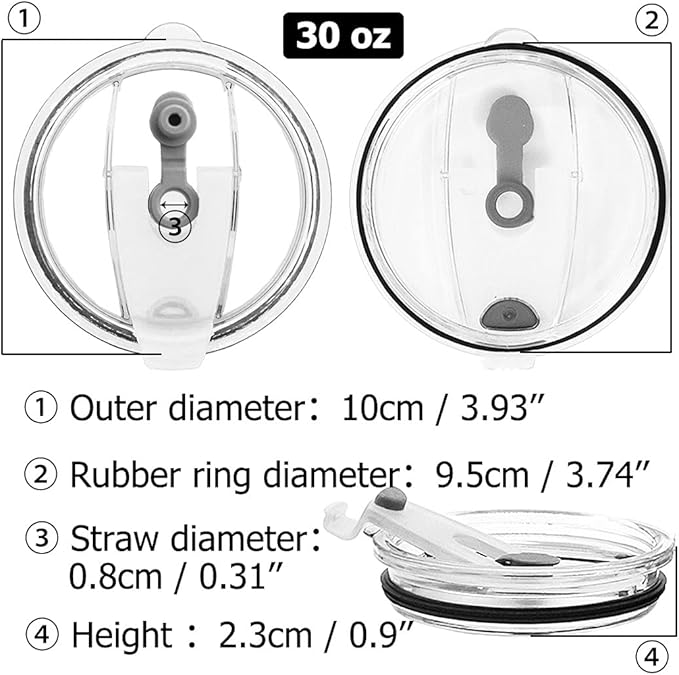 3 Packs Lids for 30oz Tumblers, Spill-proof Splash Resistant Straw-friendly Cover for Old Style Rtic, Ozark Trail 30 oz. Cups - Gray