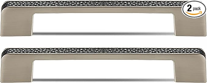 Leather Handle Brass Leather Handle Nordic Minimalist Style Handle Wardrobe Dressing Table Bedroom Living Room Kitchen Handle Hardware Furniture - 2 Pack (Black, 96mm(3-3/4in))