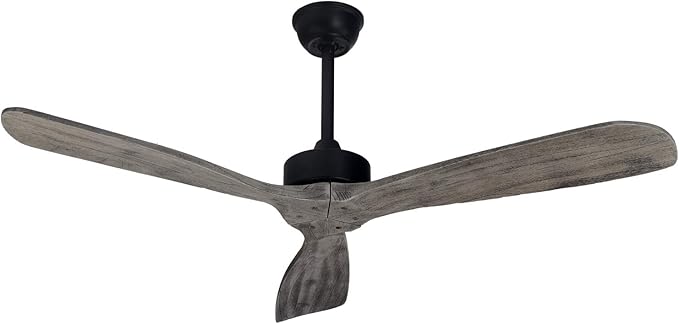 Bigzone 52" Modern Ceiling Fans Without Lights, Energy Saving DC Motor, 3 Solid Wood Blade, Ceiling Fan With Remote Control,Reversible Blades