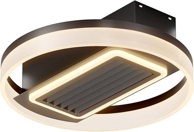 NicBex Ceiling Fan 20 Inch Modern Ceiling Fans with Lights Bladeless Ceiling Fan with Remote Control Round Ceiling Fans with Reversible Motor for Bedroom, Living Room, Black