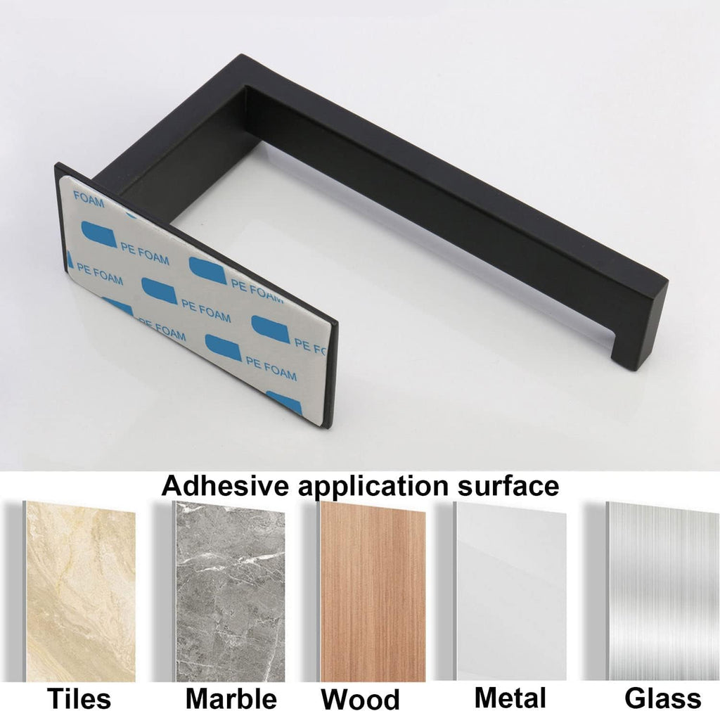 Toilet Paper Holder, Self Adhesive Tissue Holder Stainless Steel Rustproof Paper Roll Holder, No Drilling Easy to Install, Toilet Paper Rack Suitable for Office, Bathroom (2, Matte Black)