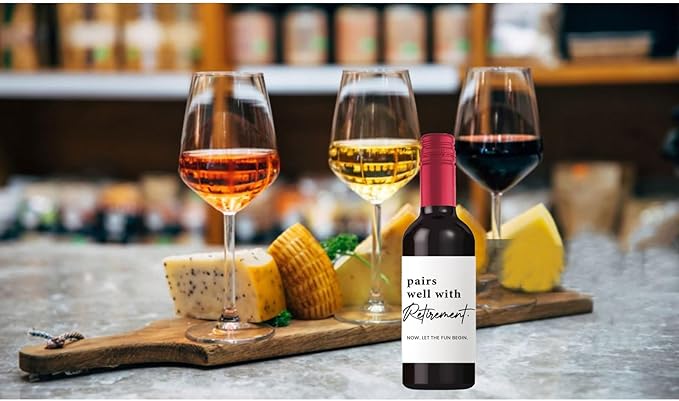 24 Pcs Retirement Mini Wine Labels, Retirement Gifts for Women Men, Happy Retirement Mini Wine Wine Bottle Stickers Gifts for Coworker Grandparents, Pairs Well with Retirement Mini Wine Labels