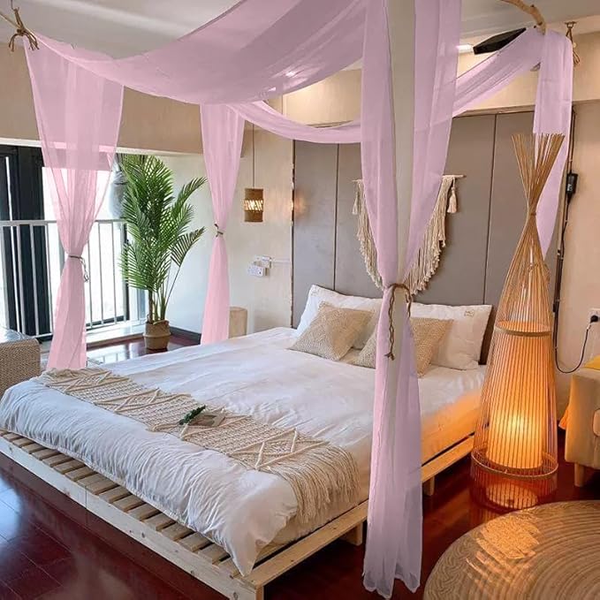 Fragrantex Pink Sheer Scarf Curtain for Canopy Bed Lightweight Soft Chiffon Fabric Decorative Scarf Swage Valance for Window Kids Room Wedding Party Arch 52" Wx256 L 7 Yards,1 Panel,Blush