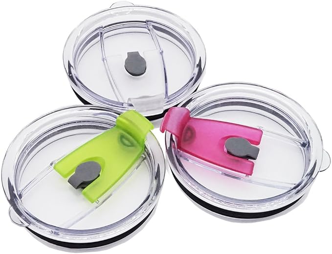 3 Packs Lids for 30oz Tumblers, Spill-proof Splash Resistant Straw-friendly Cover for Old Style Rtic, Ozark Trail 30 oz. Cups - Green, Rose Red, Gray