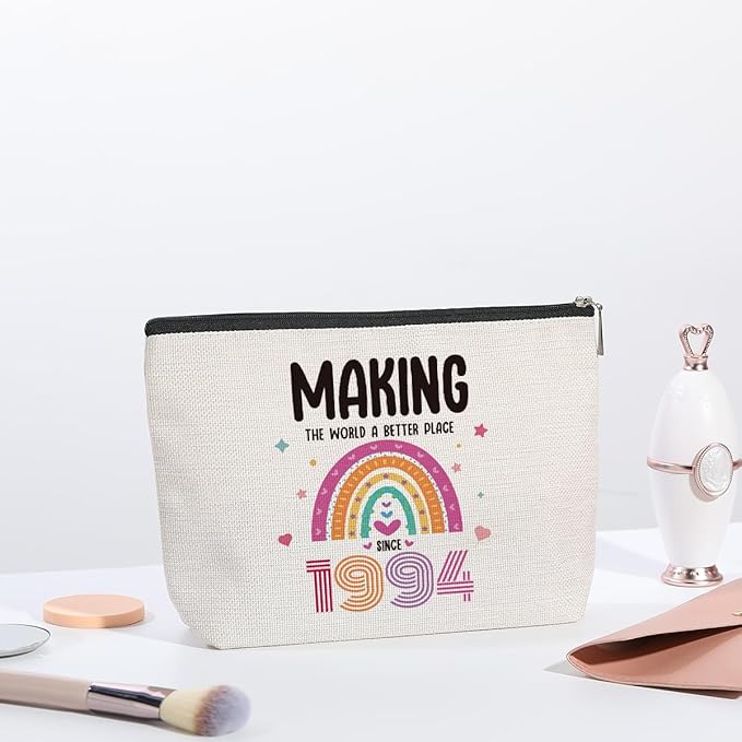 30th Birthday Gifts for Women, 30 Years Old Birthday Gifts Makeup Bag for Mom, Wife, Friend, Sister, Travel Toiletry Makeup Organizer Zipper Pouch - Making The World a Better Place Since 1994