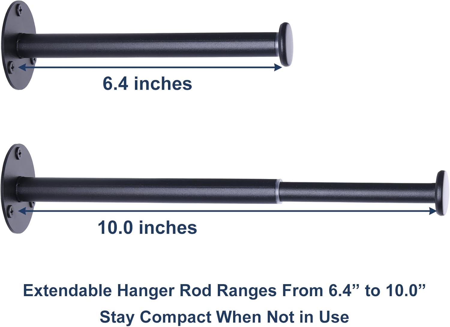 2 Pack Retractable Hanger Holder for Laundry Room, Wall Mount Organizer Rack for Lightweight Clothes, Space Saving Laundry Hook Rod, Keep Empty Hangers Handy, Black