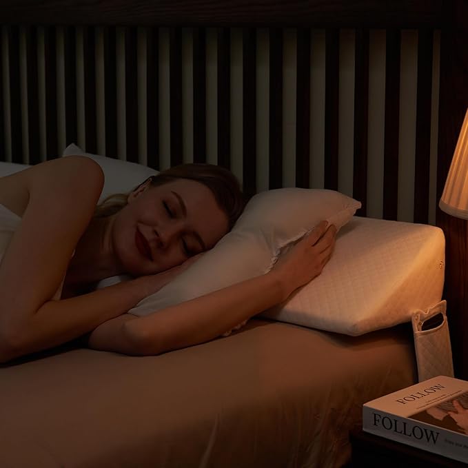 King Size Bed Wedge Pillow - for Headboard Gap/Headboard Pillow/Mattress Wedge /Bed Gap Filler (76"x10"x6") - Bloster Triangle Pillow for Sleeping To Fill Gap (0-8") Between Headboard and Mattress