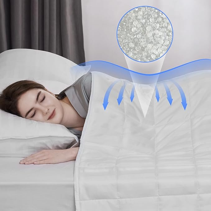 Weighted Blanket for Adult,25lbs Heavy Weighted Blanket 88"x104" Breathable Cooling Summer Blankets, Ultra Soft Cotton Comfort Throw Blanket with Glass Beads for All-Season (White)