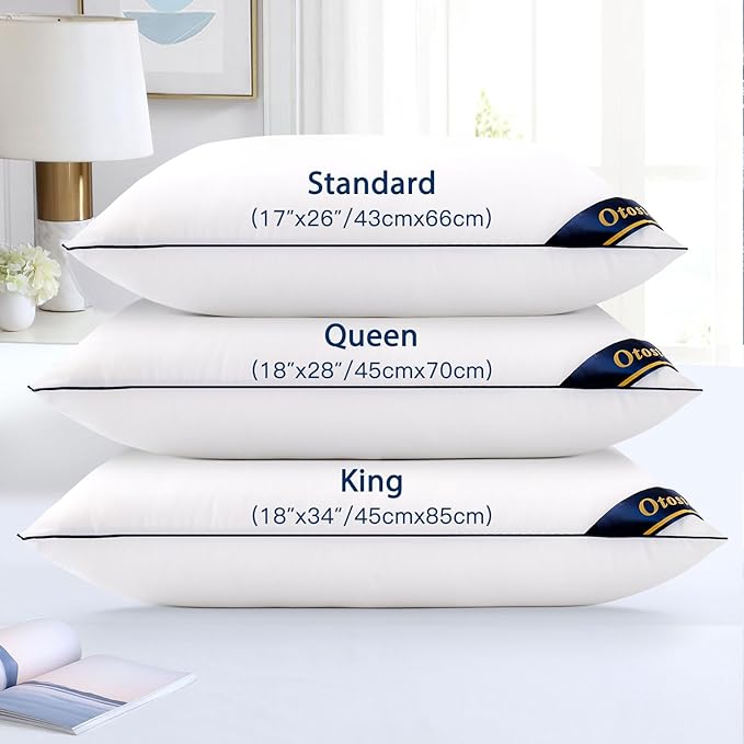 OTOSTAR Bed Pillows for Sleeping 2 Pack King Size Cooling Pillows Luxury Sleeping Pillow 3D Microfiber Filling Breathable Cover Soft Hotel Collection Pillows for Back Side or Stomach Sleepers