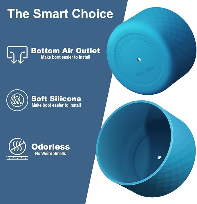 2PCS Silicone Water Bottle Boot for Owala 24oz 32oz 40oz, Anti-Slip Protective Sleeve Bottom Bumper Protector for FreeSip, Twist, and Flip Stainless Steel Water Bottles