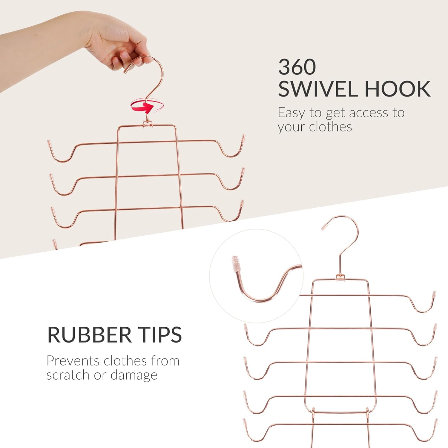 ZEDODIER 3 Pack Tank Top Hanger, Space Saving Bra Hangers, Non-Slip Hanging Sport Bras Holder, Closet Organizers and Storage for Camisoles Tank Tops Bras Ties Swimsuits Strappy Dress, Rose Gold