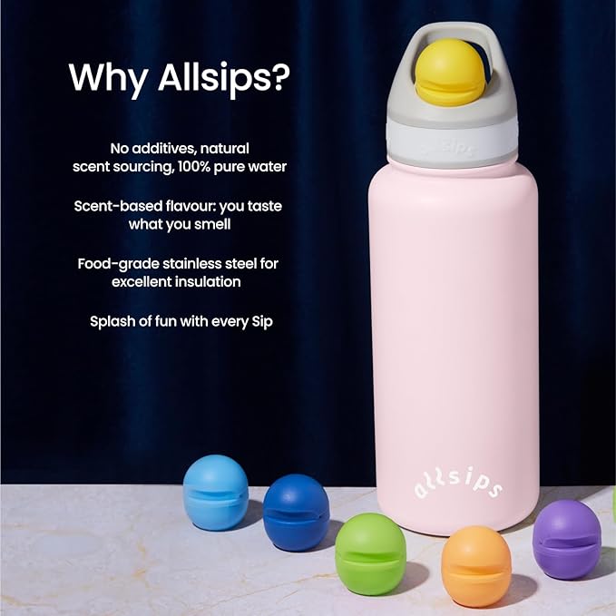 32oz Stainless Steel Air Water Bottle with Straw & 7 Refresher ScentSip Flavor Pods | Leak-Proof, Dishwasher Safe | Zero Calorie, Zero Sugar Flavored Water Bottle（Pink）