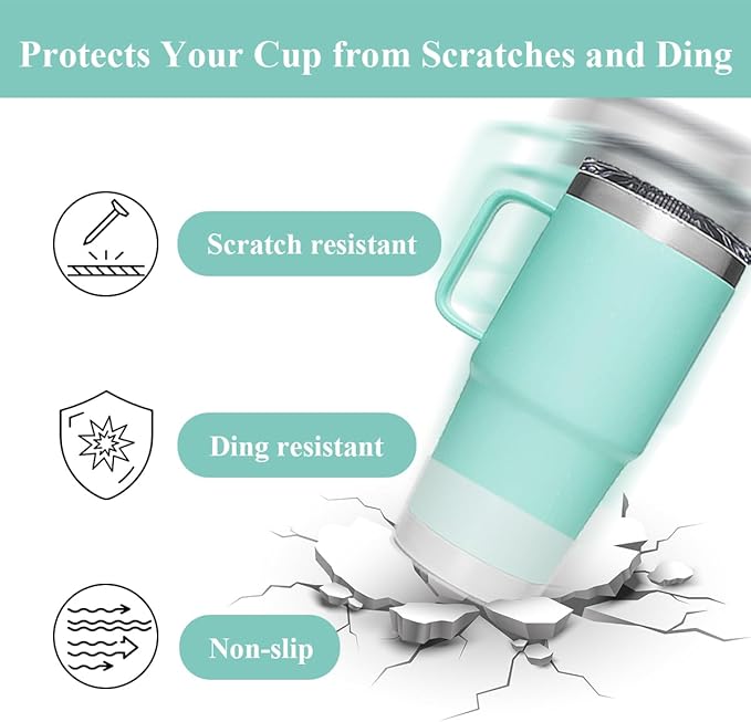 2 PCS Silicone Protective Boot for Yeti Rambler 20oz/25oz/30oz/35oz Tumbler, Anti-Slip Protective Silicone Water Bottle Bottom Boot Sleeve Cover for Yeti Tumbler [Blue+Transparent]