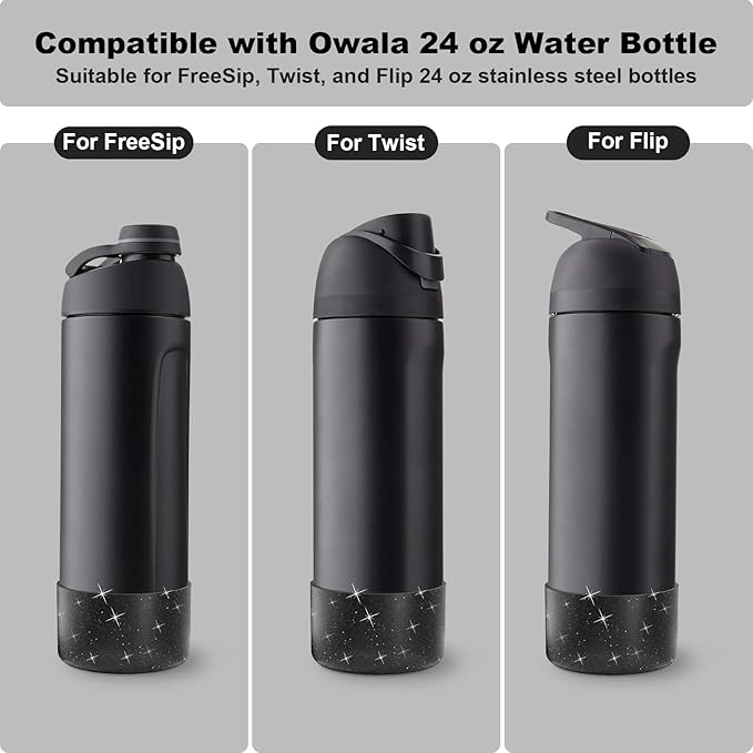 2PCS Silicone Water Bottle Boot for Owala 24oz 32oz 40oz, Anti-Slip Protective Sleeve Bottom Bumper Protector for FreeSip, Twist, and Flip Stainless Steel Water Bottles