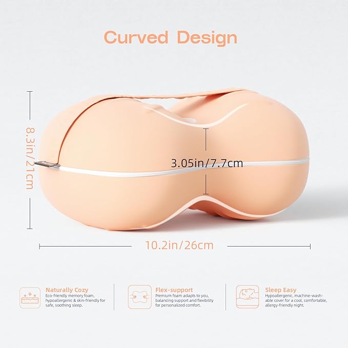 Knee Pillows for Knee Pain, Hip Pain - Cooling Side Sleeper Pillow Between Legs - Memory Foam Knee Pillow for Side Sleeping - Small Knee Pillow with Strap for Side Sleepers (Peach)