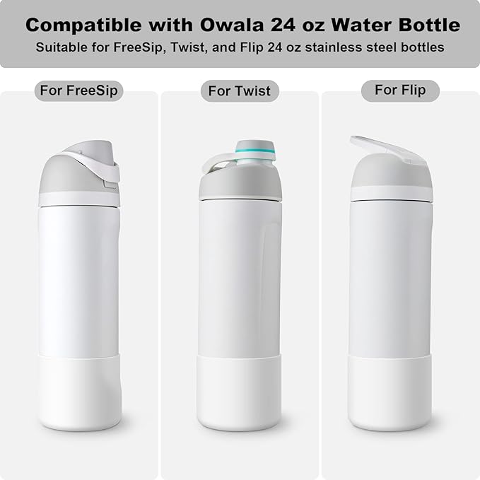 2PCS Silicone Water Bottle Boot for Owala 24oz 32oz 40oz, Anti-Slip Protective Sleeve Bottom Bumper Protector for FreeSip, Twist, and Flip Stainless Steel Water Bottles