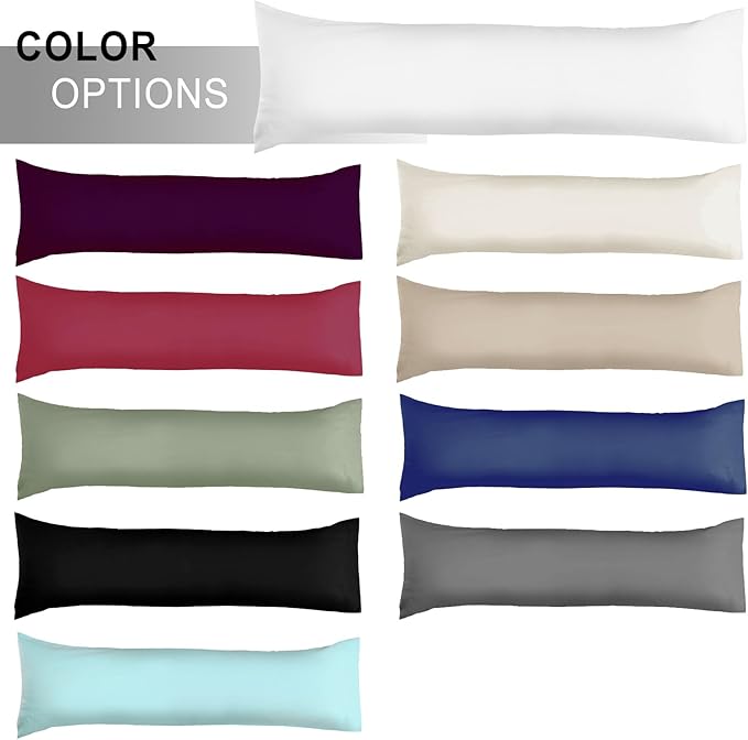 Soft Body Pillow Cover/Pillowcases 60 x 21 Inch, WINKAURA Premium Unique Long Pillow Case for Bed Fits 54x20 Pillow, Envelope Closure, Stylish Wrinkle and Stain Resistant,White