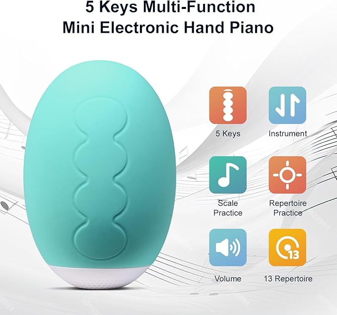 13 in 1 Electronic Handy Piano for Music Beginner, 5-Keys Flexible Pocket Piano, Portable Travel Educational Electronic Digital Music Finger Piano,Buit-in 13 Instruments & 10 Demo Songs & 22 Scales