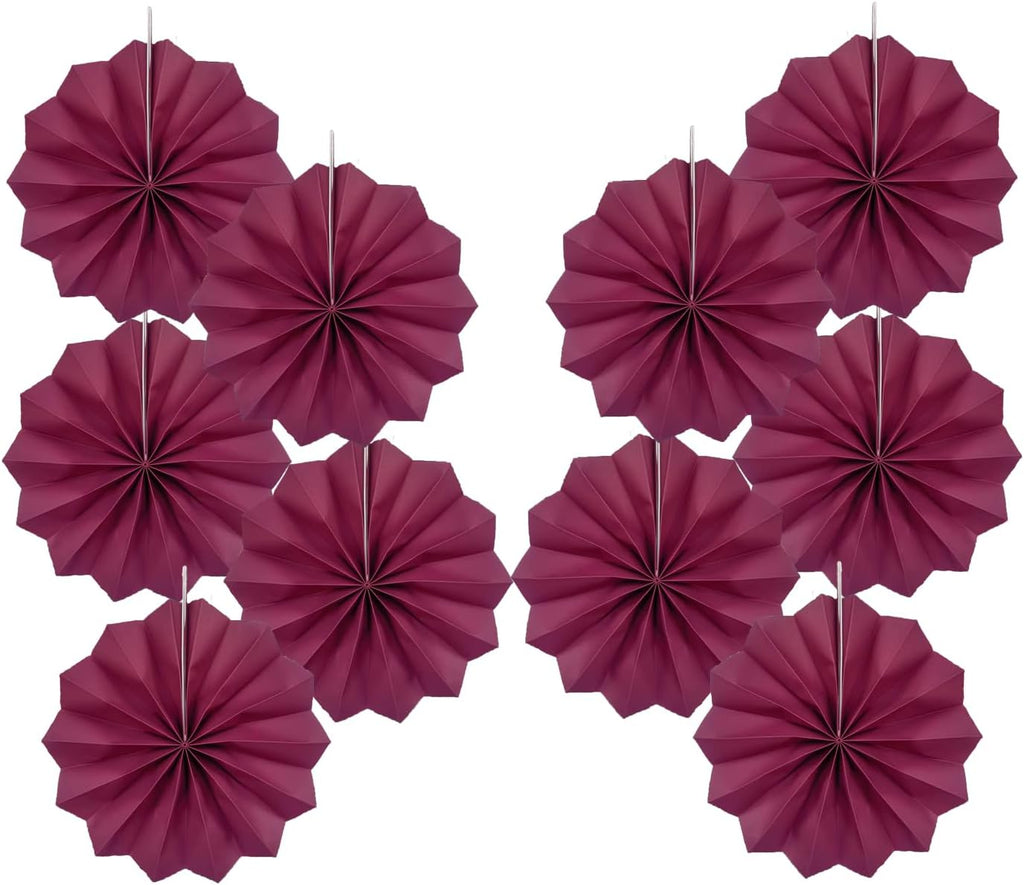 Red Party Decorations,Paper Decorations for Party,Girls Party Decorations Party Paper Fans Bulk 8in,Anniversary Decorations for Party 30 Color DIY Set （Wine Red）
