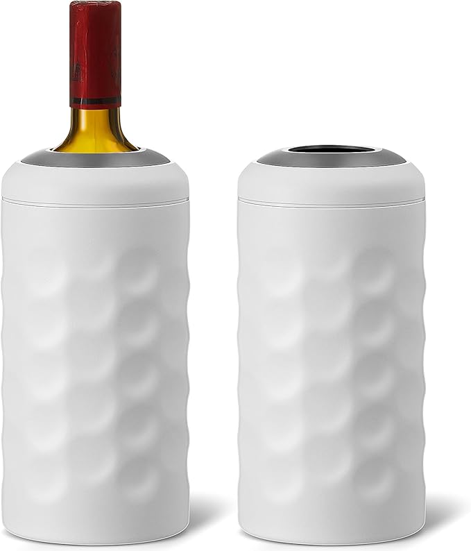 2 Pcs Wine Bottle Chiller Double Walled Portable Champagne Cooler Vacuum Insulated Wine Cooler Bucket Stainless Steel Wine Cooler Sleeve Wine Accessories Gift for Women Men Wine Insulator