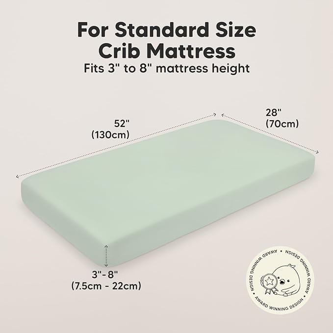 2-Pack Organic Crib Sheets for Boys, Girls - Jersey Fitted Crib Sheet, Baby Crib Sheets Neutral, Crib Mattress Sheet, Cotton Crib Sheets, Breathable Crib Sheet, Baby Mattress Sheets (Sage)