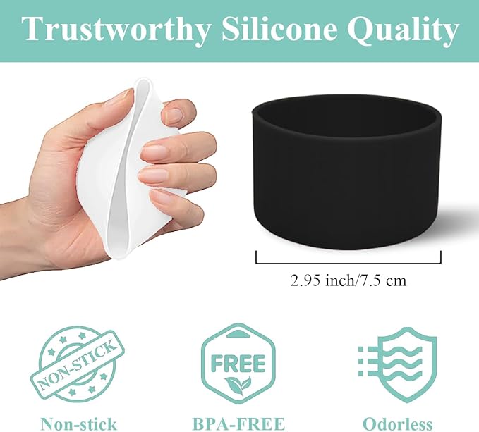 2 PCS Silicone Protective Boot for Yeti Rambler 20oz/25oz/30oz/35oz Tumbler, Anti-Slip Protective Silicone Water Bottle Bottom Boot Sleeve Cover for Yeti Tumbler [Black+White]