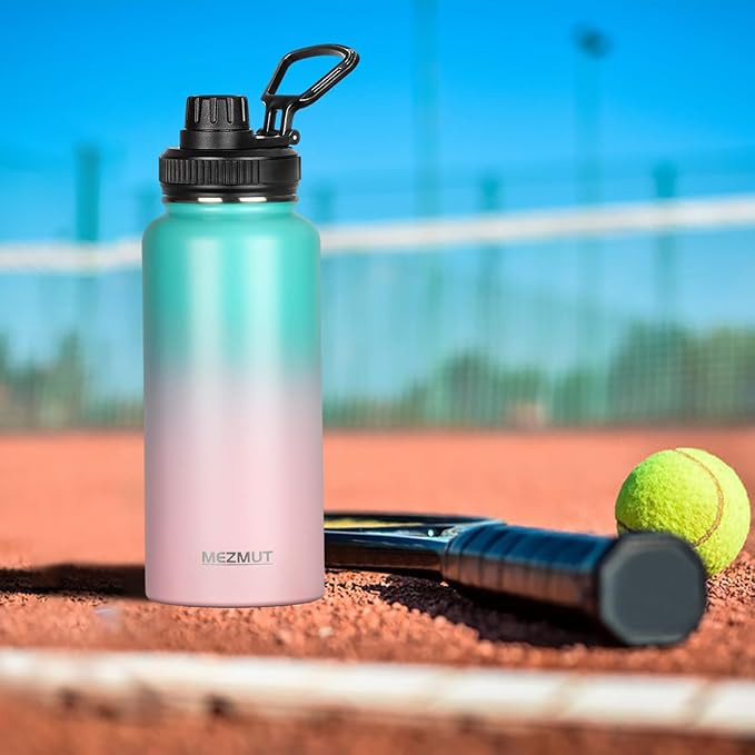 32oz Insulated Water Bottle with Straw&3 Lids,Stainless Steel Water Bottles Double Wall Metal Thermos Water Bottle Leak-proof Vacuum Insulated Bottles for Sports Camping Hiking Gym School