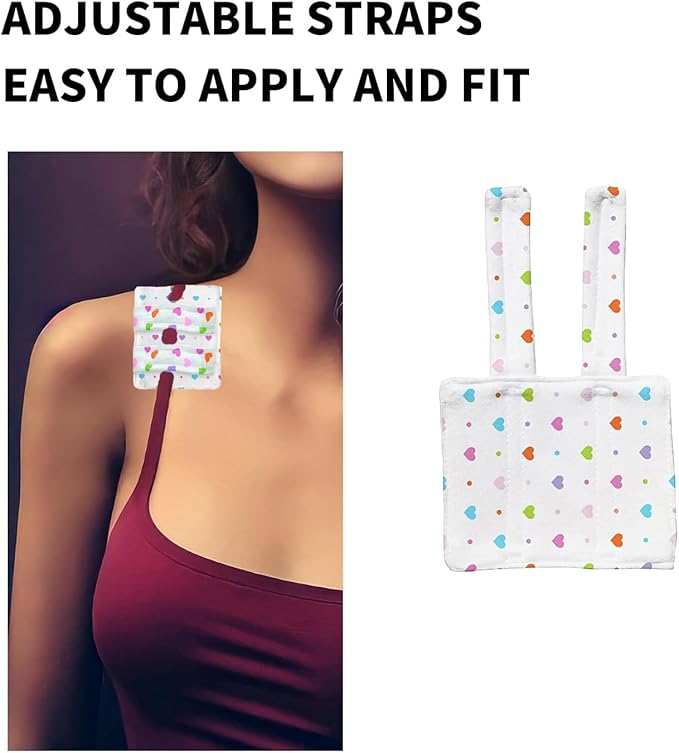 2PCS Bra Strap Pad Protector for Chest Port, Port Pillows for Chemo Patients, Pacemaker Pillow for Bra Post-Surgery, Chemo Port Pillow for Bra Strap, Recovery Cushion for Chest Heart Support (Love)