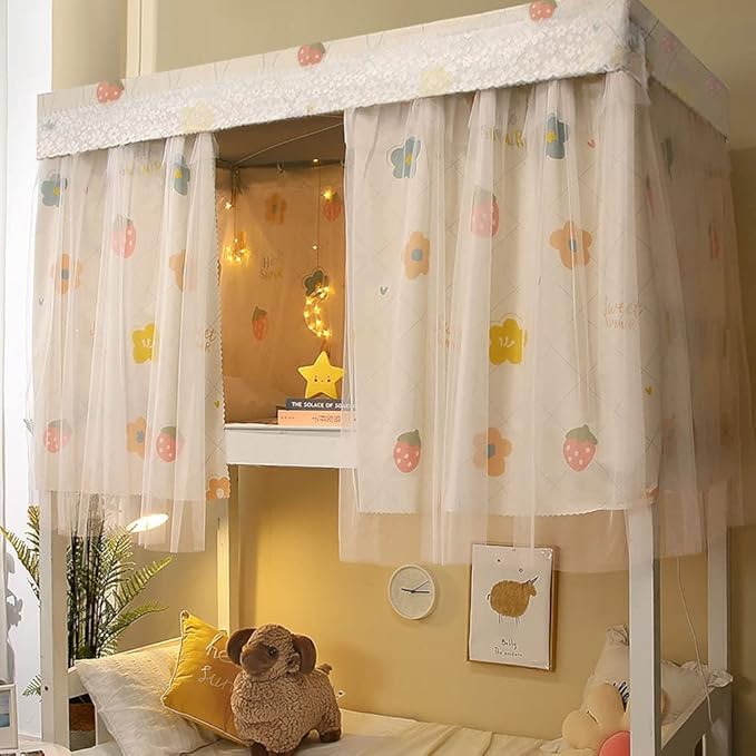 XGOPTS Dormitory Bunk Bed Privacy Curtains Students Single Bottom Bunk Bed Blackout Curtains Dustproof Cloth Bed Canopy Curtains Shading Mosquito Protection Nets Bedroom Tent Decor