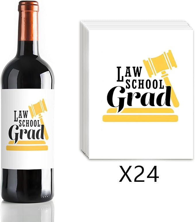 24 Pcs Lawyer Graduation Wine Labels Lawyer Gifts Wine Bottle Stickers Law Grad Wine Labels for Bottles Gifts for Judge Paralegal Prosecutor
