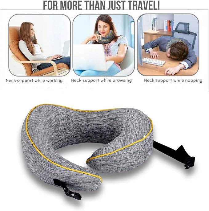 Neck Pillow for Travel | Memory Foam Travel Neck Pillows for Airplanes | Full Chin and Neck Support Pillow | Soft, Ergonomic Neck Support Best Travel Pillow with Adjustable Strap