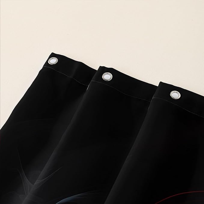 AILONEN Red and Black Rose Shower Curtain,Romantic Smoky Luxury Rose Bathroom Decor,Red Flower Garden Floral Bath Curtain,Waterproof 72" W x 96" H