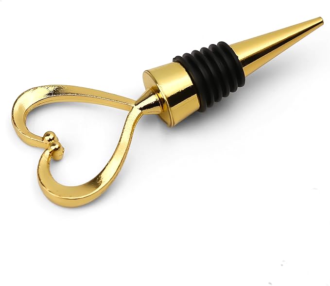 20PCS Heart Wine Stoppers, Love Shaped Design Bottle Stopper for Wine Beverage Guests Gift Summer Beach Party Favors Valentine's Day Souvenirs Bridal Shower Wedding Supplies Bulk-Gold