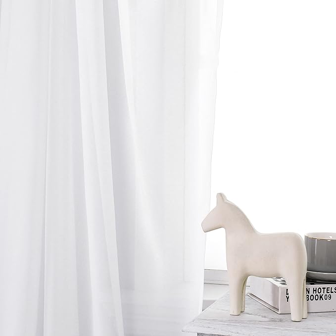 Fragrantex White Sheer Canopy Bed Curtain Scarf Chiffon Fabric for Draping Extra Long Window Scarf Valance for Living Room Outdoor Wedding Party Decor,52" Wx256 L 7 Yards,1 Panel,Soft White