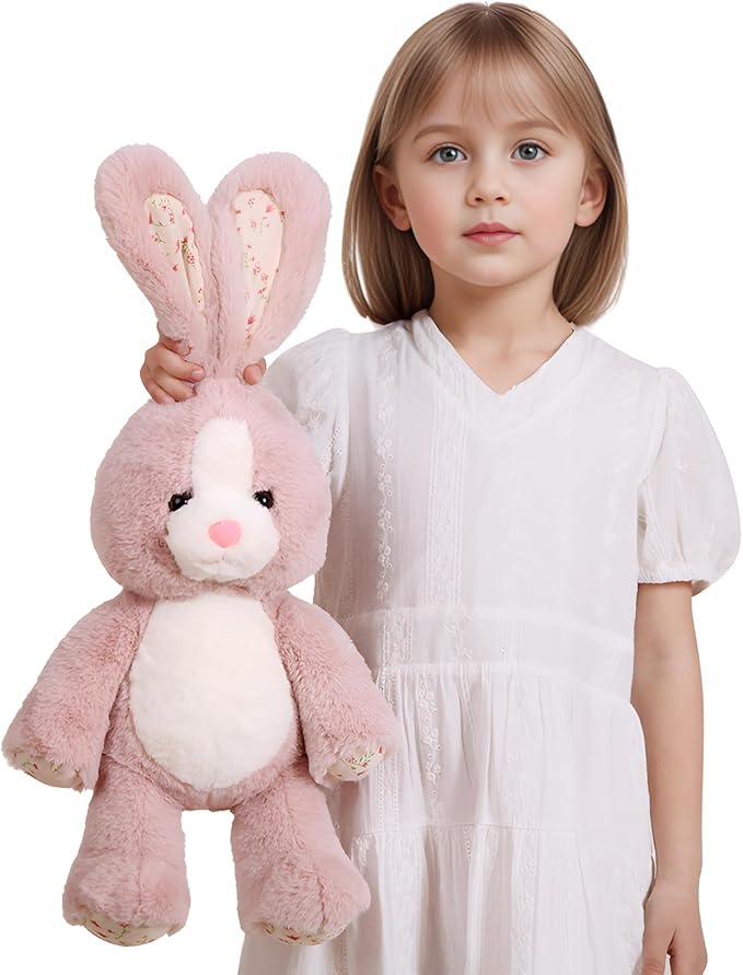 20 inch Long Ear Bunny Plush, Pink Bunny Weighted Stuffed Animals, Big Rabbit Plushies Pillow Toys, Birthday Gift for Kids and Adults.