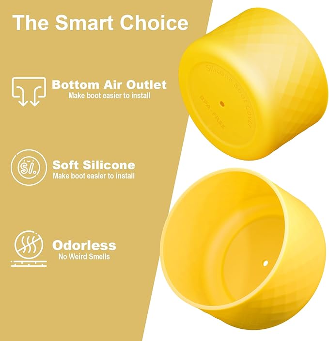 2PCS Silicone Water Bottle Boot for Owala 24oz 32oz 40oz, Anti-Slip Protective Sleeve Bottom Bumper Protector for FreeSip, Twist, and Flip Stainless Steel Water Bottles