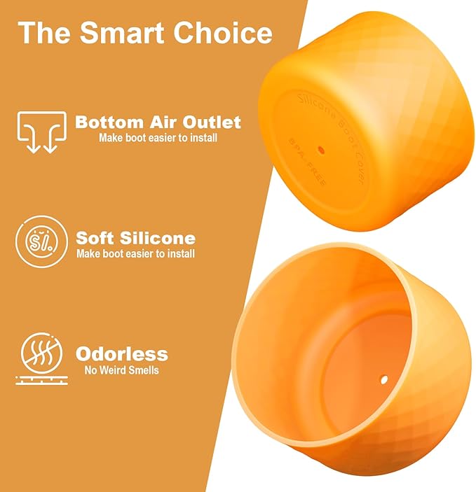 2PCS Silicone Water Bottle Boot for Owala 24oz 32oz 40oz, Anti-Slip Protective Sleeve Bottom Bumper Protector for FreeSip, Twist, and Flip Stainless Steel Water Bottles