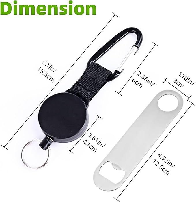 2PCS Retractable Keychain - Portable Heavy Duty Carabiner Clip & Bottle Opener, Badge Holder Key Ring, Flat Beer Openers, Badge Reel Key Chain, Camping Accessories