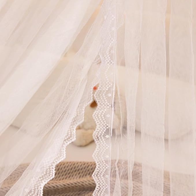 Mengersi Canopy Bed Curtains Bed Canopy,Canopy for Bed Curtains-Cozy Drape Netting,Princess Bed Drapes for Girls Adults Bedroom Decoration(Queen,White)