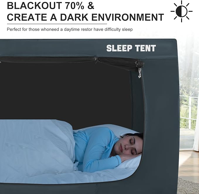 Bed Tent Queen Bed Canopy Dream Tents for Indoor Portable Blackout Tents Privacy Space Warm Breathable Sleeping Tents for Kids and Adult(Navy Blue,Mattress Not Included) Reducing Light