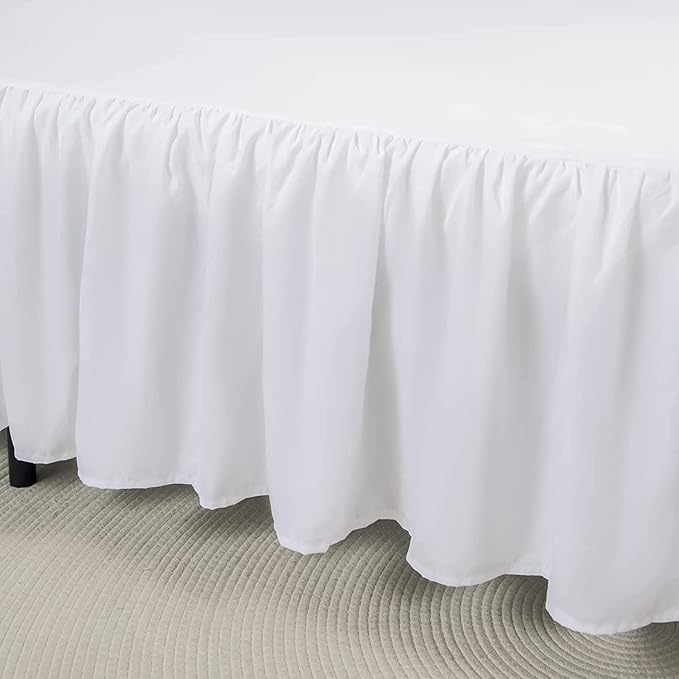 Bed Skirt Ruffled Bed Skirt with Split Corners, 18 Inch Drop Dust Ruffle Bed Skirt with Platform, White,Twin Size