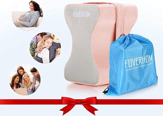 foverhom Memory Foam Knee Pillow,Orthopedic Leg Pillow for Sciatica Relief,Back Pain, Pregnancy, Leg Pain, Hip Pain and Sciatica Relief,Pink Peach