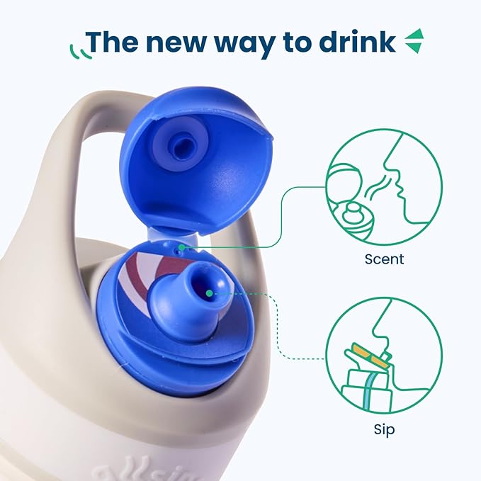 32oz Stainless Steel Air Water Bottle with Straw & 7 Refresher ScentSip Flavor Pods | Leak-Proof, Dishwasher Safe | Zero Calorie, Zero Sugar Flavored Water Bottle（Pink）