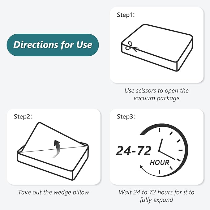 3 PCS Upgraded Bed Wedge Pillow for Sleeping - 35D Post Surgery Pillow for Back Leg Pain Relief - 16.5" Wide Wedge Pillows for After Surgery for Acid Reflux & GERD & Snoring(White Grey)